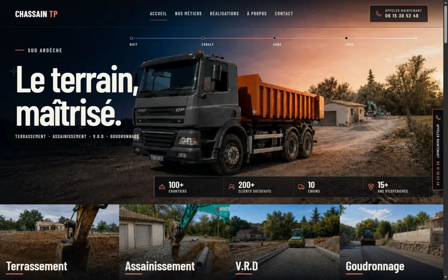 Page d'accueil actuelle du site Chassain TP