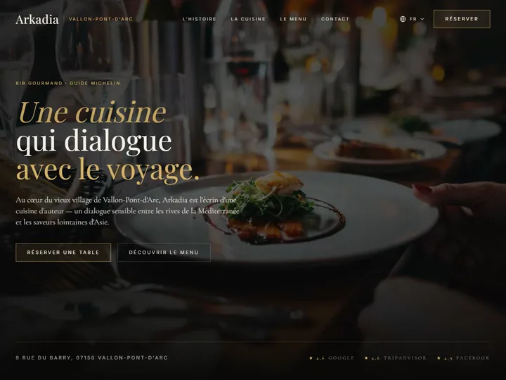 Site du restaurant Arkadia