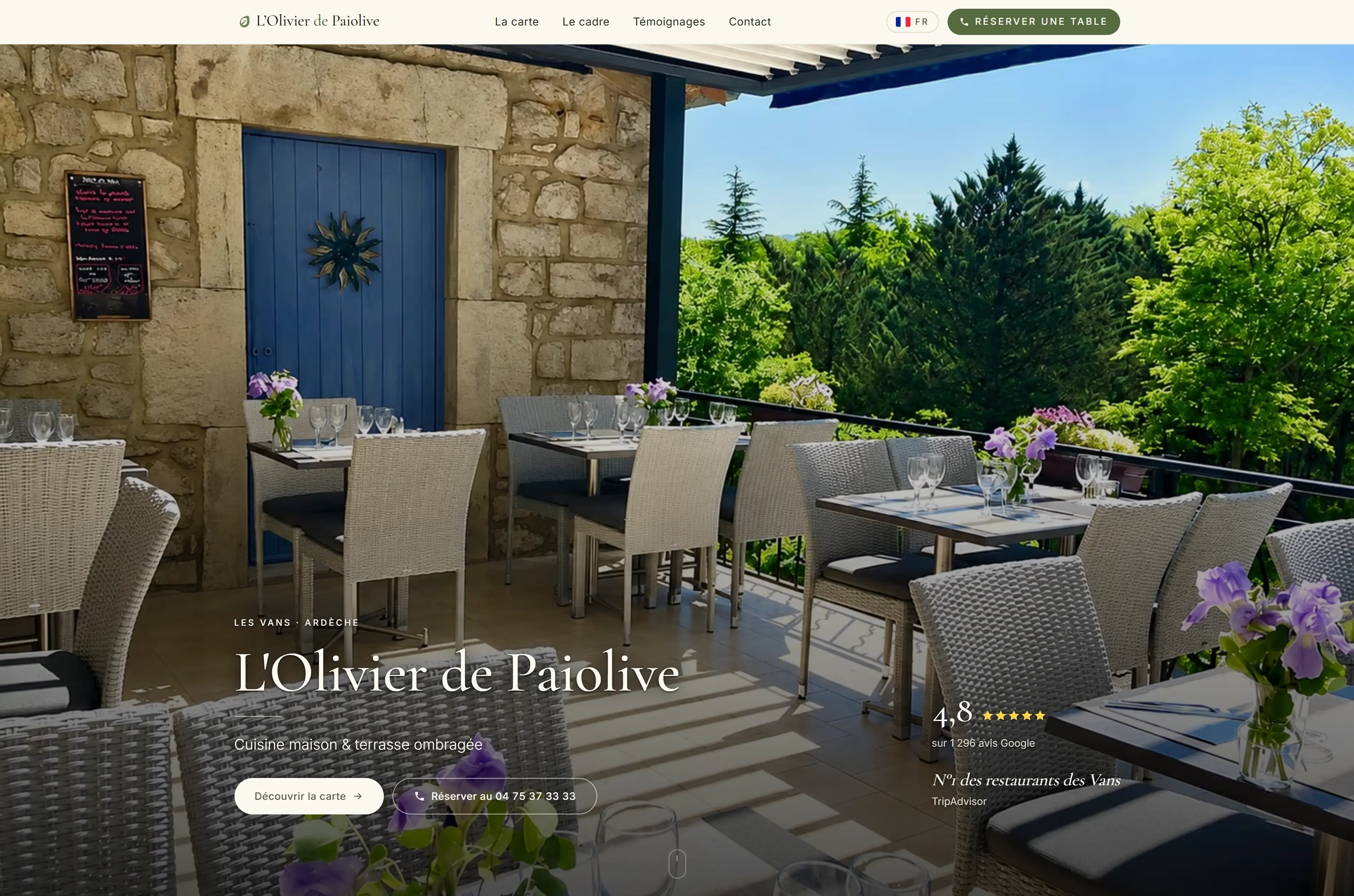 Aperçu du site L'Olivier de Païolive · Les Vans